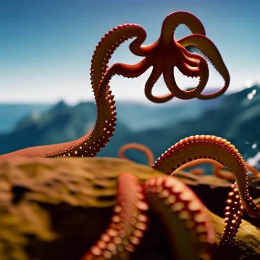 Octopus moving along underwater mountain off the coast of Chile